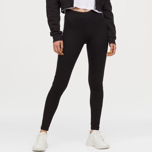 H&M Leggings w/ White Stripes on the Side, XS - Picture 2 of 5